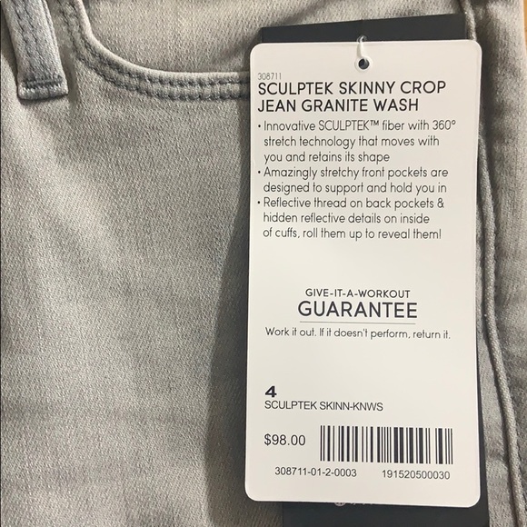 ATHLETA Sculptek Skinny Crop Jean Granite Wash NWT - Picture 6 of 6